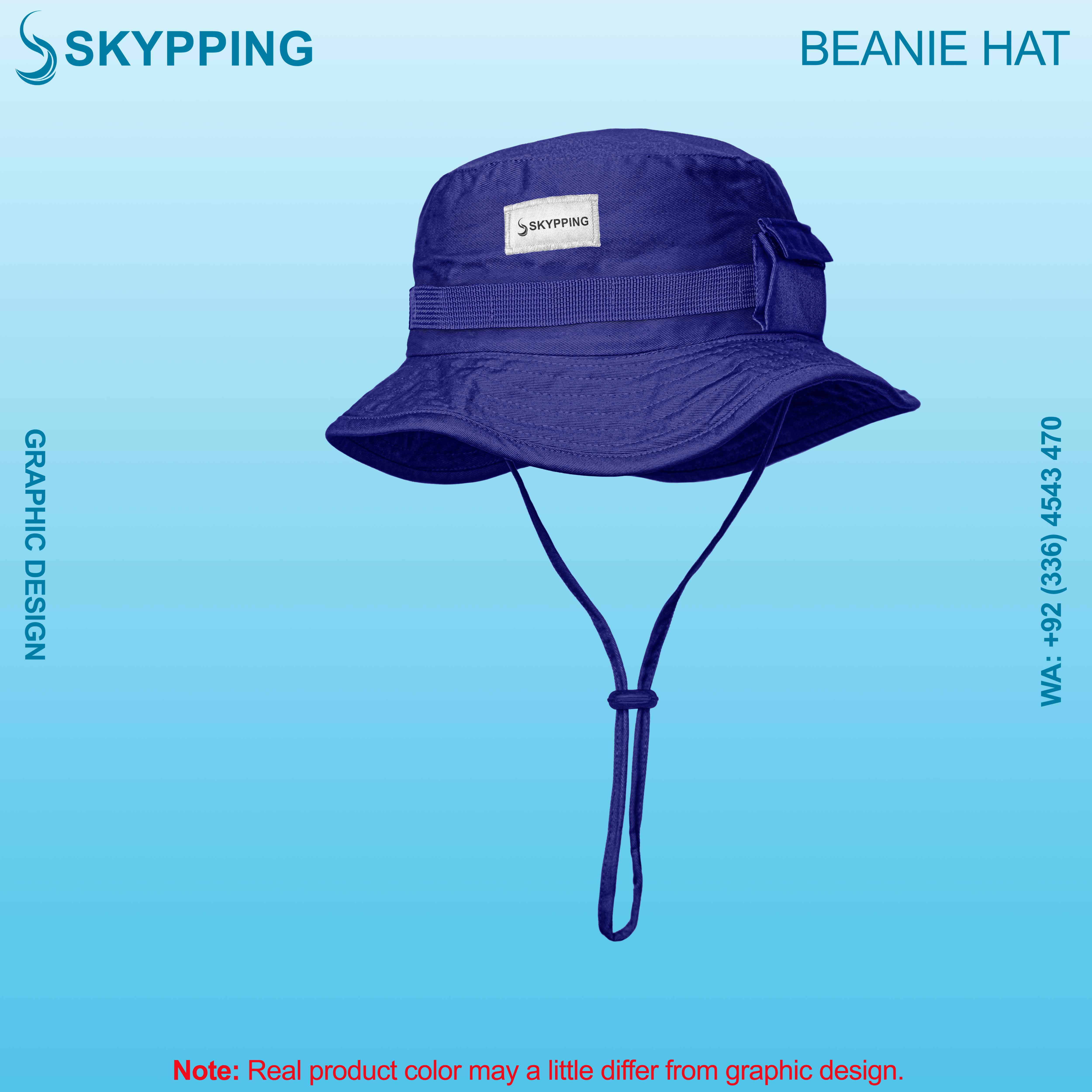 Boonie Hat - Bucket Hat with strip and a side pocket